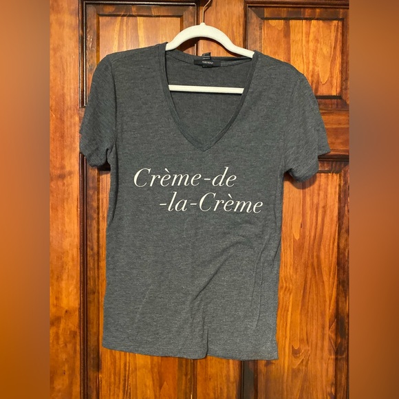 Forever21 F21 Creme de la Creme Tee Heather Gray V-Neck Short Sleeve T-Shirt S - Picture 3 of 7